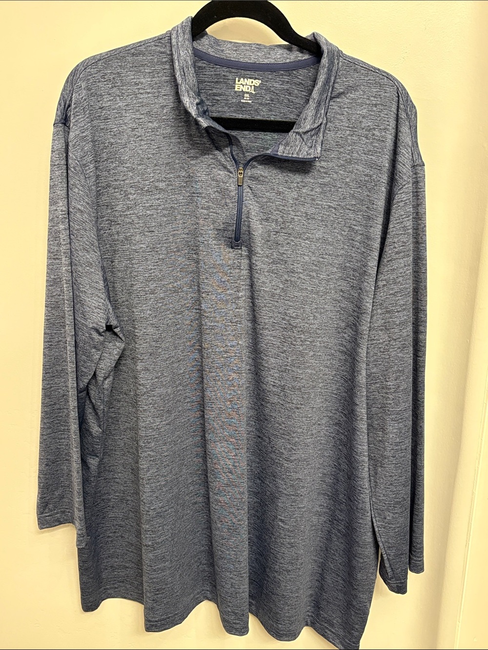 Lands' End Men's Heathered Slate Blue Half-Zip Pullover